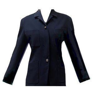 Chanel Jacket Skirt Suit 80s Navy Blue Size US 8 - 10 +LOT of 2 Chanel  Skirts